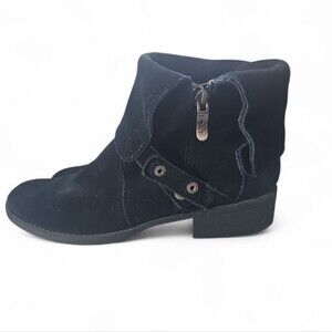 Ann Taylor LOFT 100% Leather Suede Ankle Luxe Boots Sz 8.5 Black Moto Utility